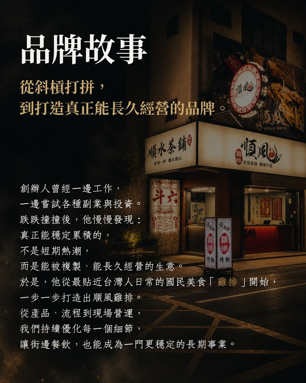 順風雞排加盟簡章：品牌故事
